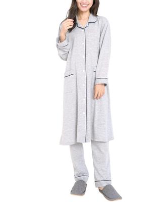 Maternity Long Top and Bottom Cotton Jersey Knit Open Long Waist Adjustment Nursing Maternity Wear Pajamas, Sleeve, Set, Blend, Material,