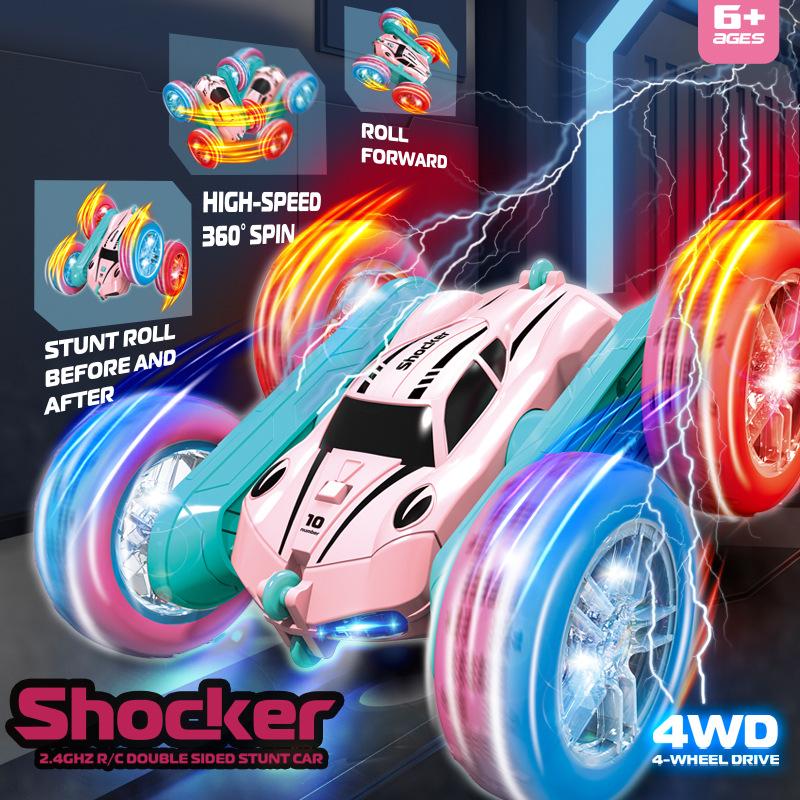 Double-Sided Remote Control Stunt Car, Light Wheel Swing Arm Four-Wheel Drive Deformation Rolling Car, Remote Control Children'S Car