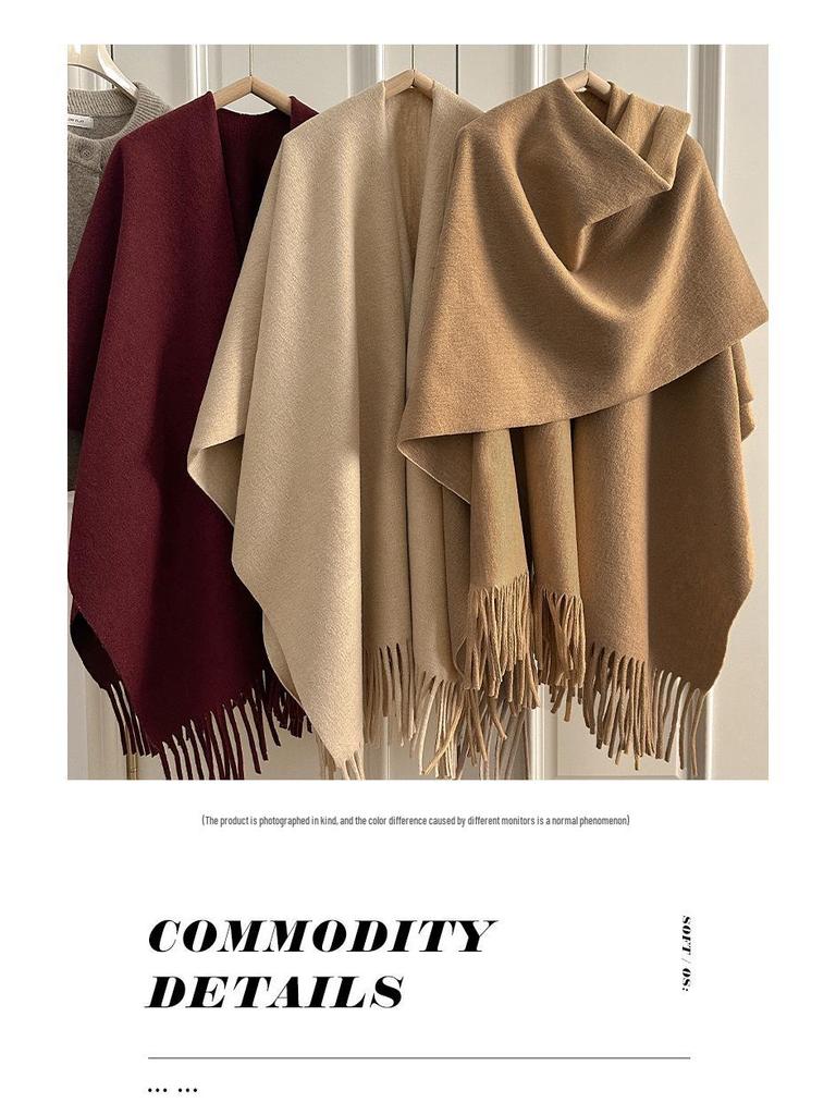 Cozy Wool Tassel Shawl for Women – Autumn/Winter Photography Cloak