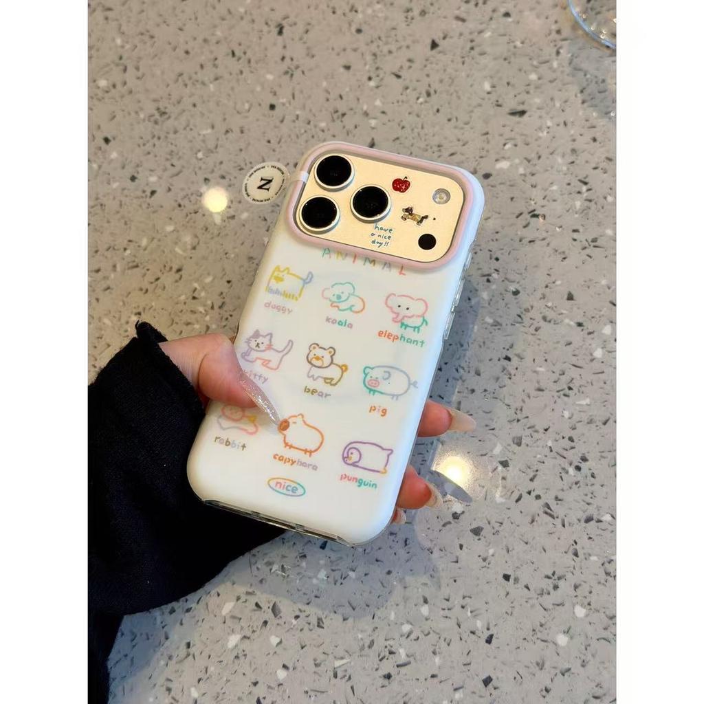 Cute pet color lines small animal collection magnetic suction bracket is suitable for iphone17promax apple phone case