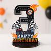 1Pcs New Racing Number 3 Wooden Ornament 3rd Birthday Party Decoration Wooden 2D Flat Desktop Decoration Photo Props