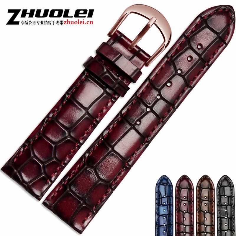 Modisches echtes Leder Herren-Uhrenarmband Klare Persönlichkeit Krokodil-Textur Armband Armband für Armbanduhr 18mm 20mm 22mm blau