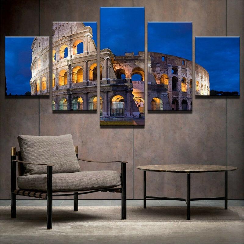 No Framed Canvas 5Pcs Colosseum Flavian Amphitheatre Rome Italy Art Posters Pictures Home Decor Paintings Decorations