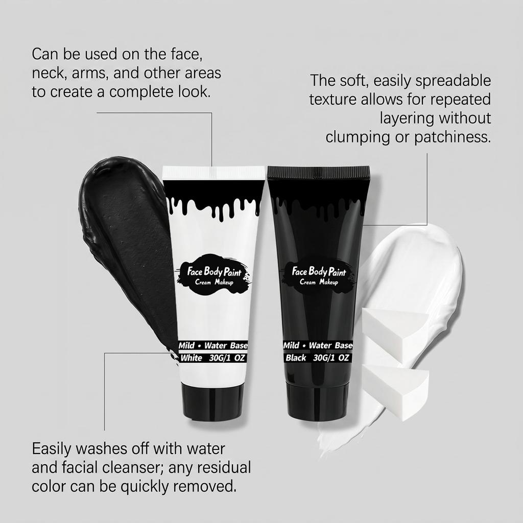 Halloween Face & Body Paint Set Party Skeleton Makeup Realistic Effect Cosplay Props