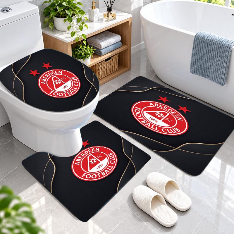 3Pcs Flannel Toilet Mat Set Aberdeen FC Bathroom Rug Bath Carpet Non Slip Home Decor