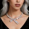 Crossed Shiny Diamond Necklace Women'S Geometric Fashion Accessory Full Diamond Pendant Geometric Shape Elegant Women'S Jewelry