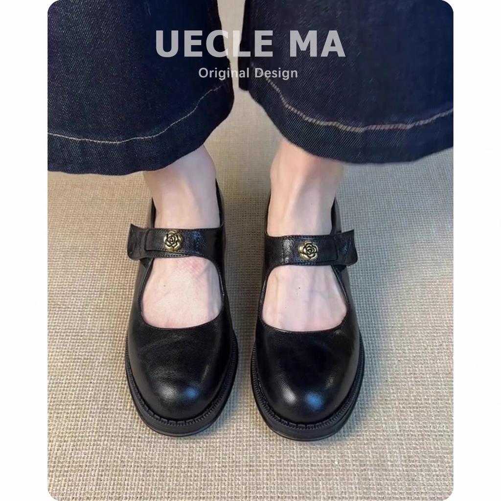 Super soft lambskin~ Genuine leather thick-soled Mary Jane single shoes women's light mouth black shoes thick heel retro small leather shoes