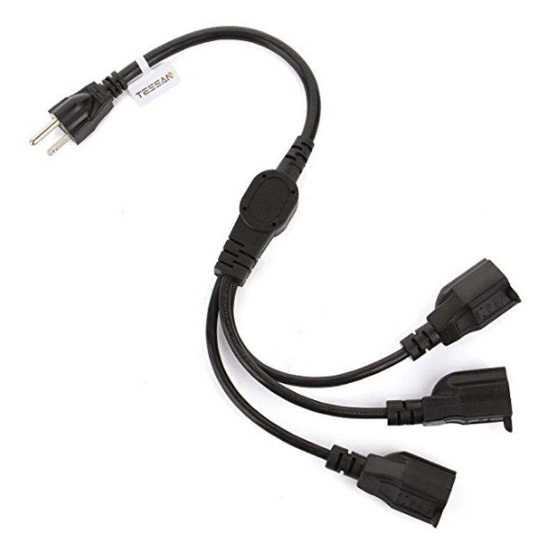 UL-Certified 3-Core 125V US Power Extension Cord with 10A/13A/15A, Three-Prong Male/Female Socket