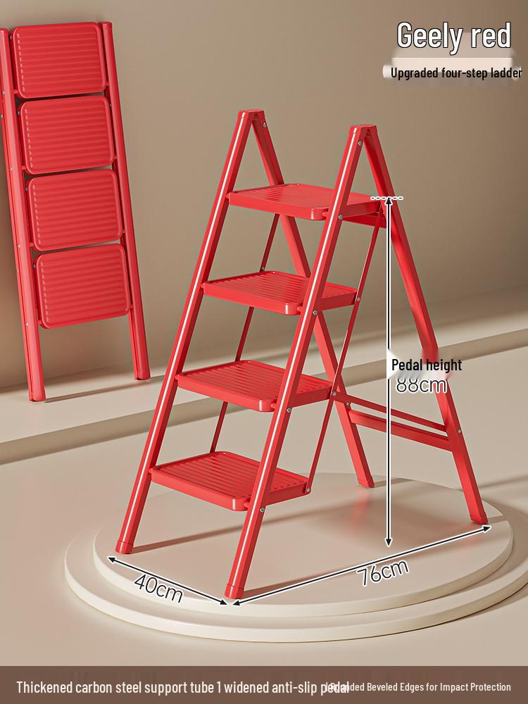 Telescopic A-Frame Folding Ladder - Indoor Multifunctional Ladder Stool with 3 or 4 Steps for Housewarming or Climbing Needs.