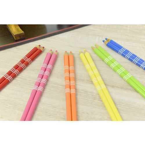 Aoba Chopsticks, Dishwasher Safe, Natural Wood, Colored Pencil, Border, Yellow, 22.5cm