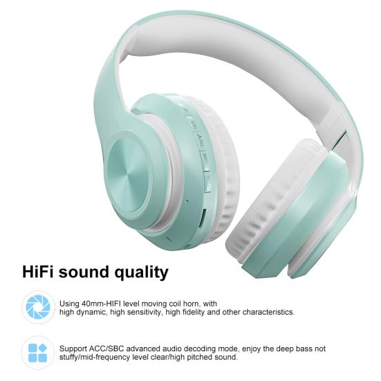 P68 Bluetooth-compatible 5.0 Foldable Rechargeable Wireless Headset HiFi Sound Headphones