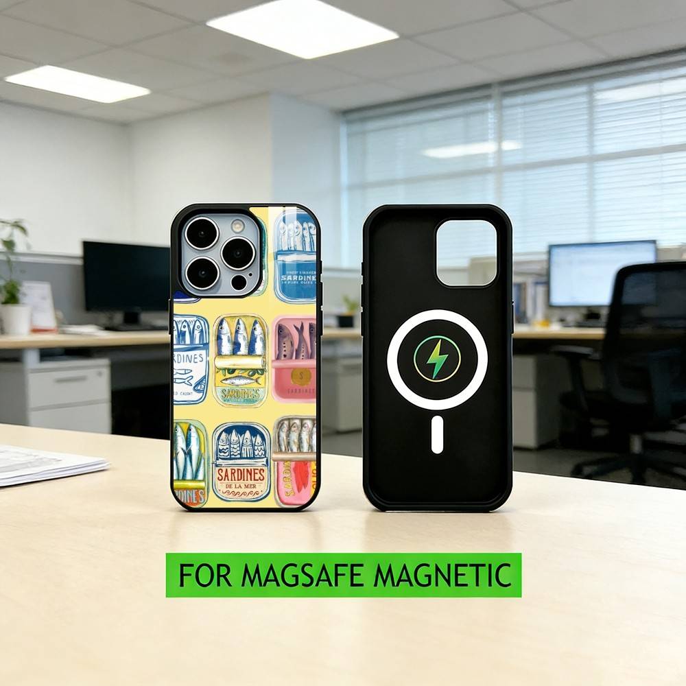

S-Sardines F-Fish Art Phone Case For iPhone17,16,15,14,13,12,11 Plus,Pro Magnetic For Magsafe Wireless Charging iPhone17Air