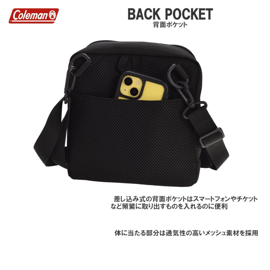 Etsumi & Coleman Camera Bag, Coleman Square Shoulder Bag 3.2L [Detachable Shoulder Strap/Back Pocket] Black VCO-8776