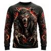 Men's Long Sleeve T-Shirt Werewolf Full Moon 3D Print Gothic Horror Crew Neck Casual Top