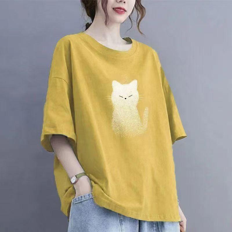 Summer Women Cotton Short-sleeved T-shirt Women Loose Tops
