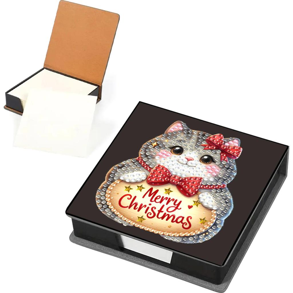 5D DIY PU Diamond Painting Notecard Box Mosaic Kit Gem Painting Memo Pad Holder Self Adhesive Crystal Note Box for Home Office