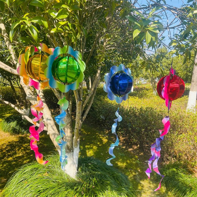 Colorful Flower Ball Hydrangea Windmill Cloth Plastic No Toxic Hanging Outdoor Children S Ornament Spinning Windmill onesize