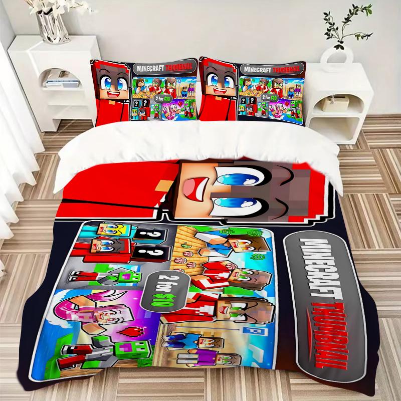Minecraft Adventure Quest Printed 3pcs Bedding Set Soft Microfiber 1 Duvet Cover And 2 Pillowcases Home Bedroom Decor Xmas Gift K1984