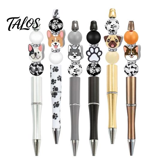 Pen Accessories Dog Themed Beadable Kit, DIY Crafting Set, with Cute Pet Craft Pens for Kids Wooden Beads Decor, Smooth Writing Pens, School