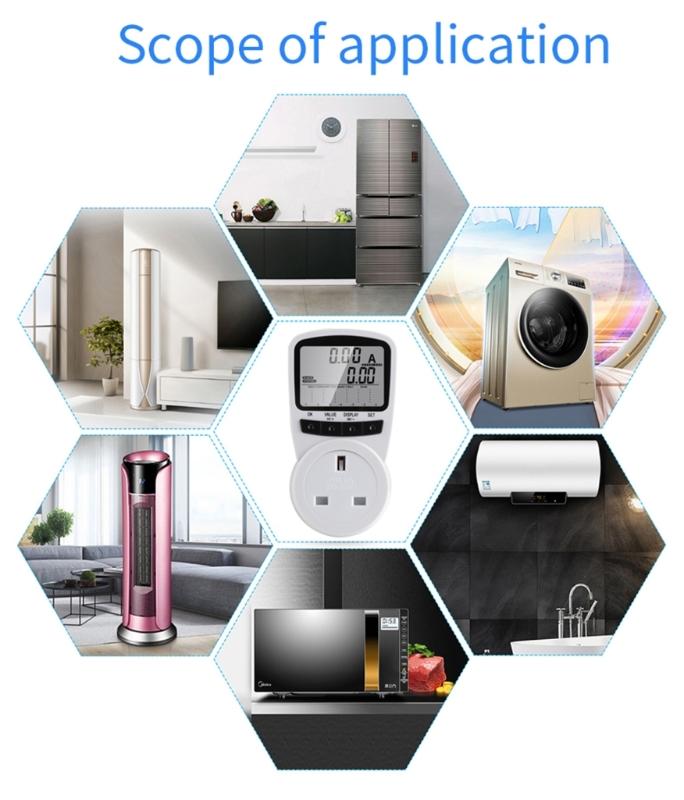 Portable Electricity Usage Monitors Electrical Power Consumption Watt Meter Digital LCD Display Electricity Meter