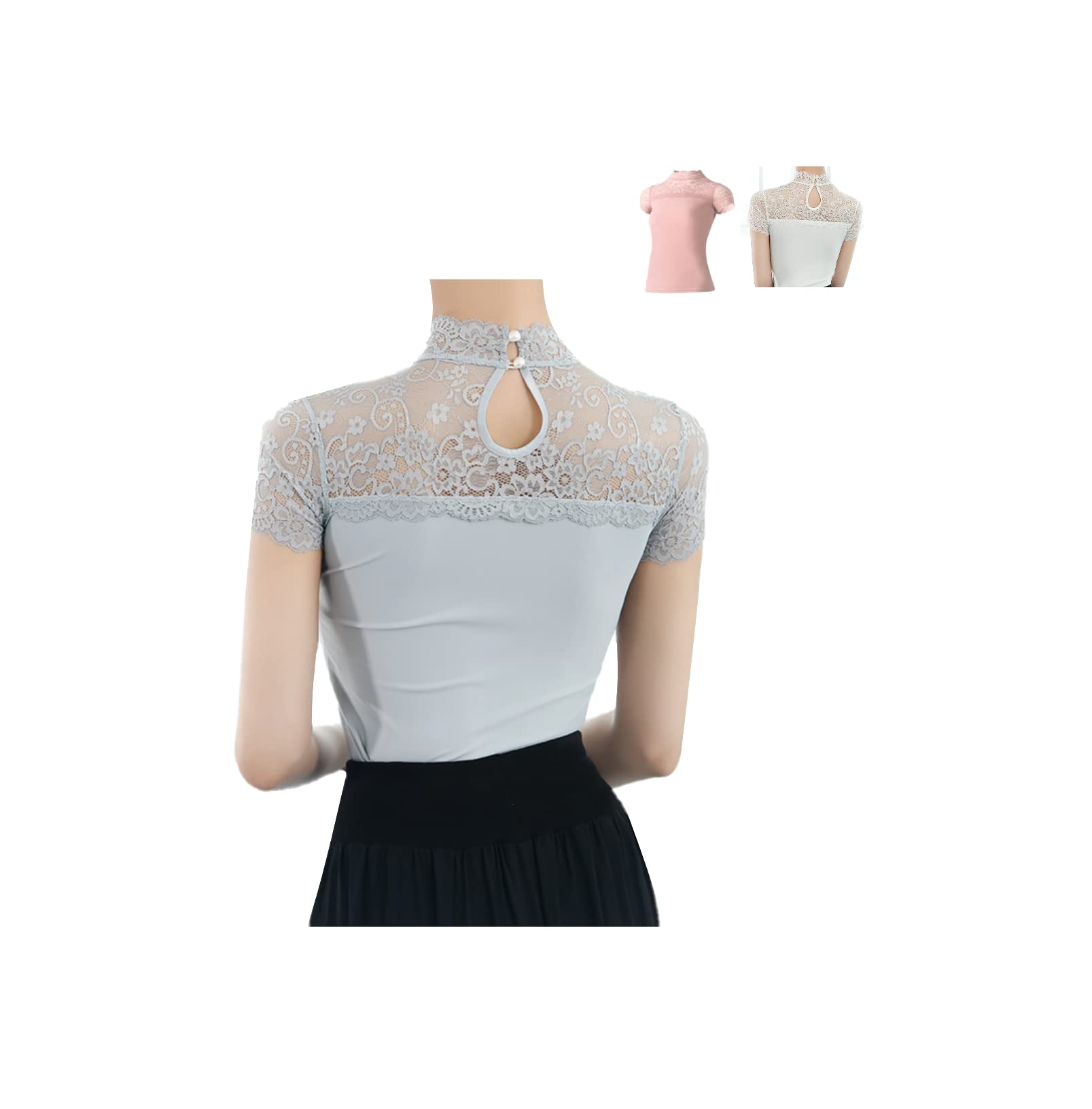 [ProDance] ProDance Кружевной топ с высоким воротником Лео Топы для балета PT004M XL