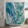 Abstract Watercolor Shower Curtain Blue Marble Design for Bathroom Decorations Customizable Size Material Options Available on A