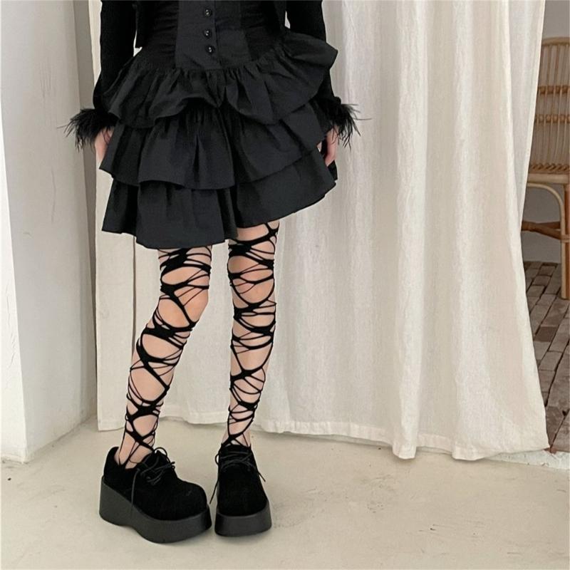 Y2K Distressed Tights Fishnet Stockings Summer Sheer Pantyhose Tights for Womens