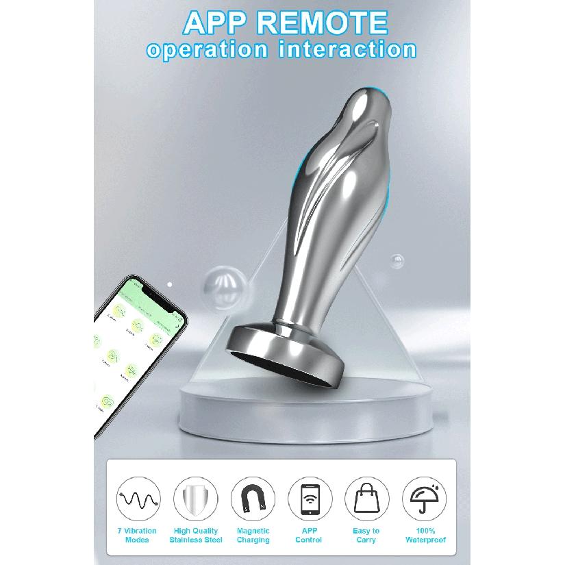 Bluetooth APP Anal Plug Vibrator Female Remote Control Clitoris Stimulator Metal Butt Plug Adult Supplies Sex Toys for Women