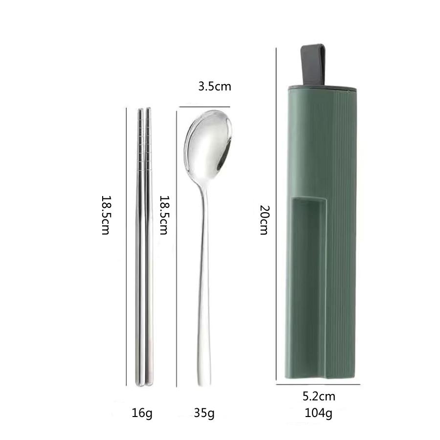 3Pcs/2Pcs Portable Tableware Stainless Steel Spoon Fork Chopsticks with Storage Box Lunch Travel Kitchen School Cutlery Set