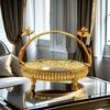 Metal Fruit Plate Retro Storage Basket Light Luxury Golden Glass Plate Dessert