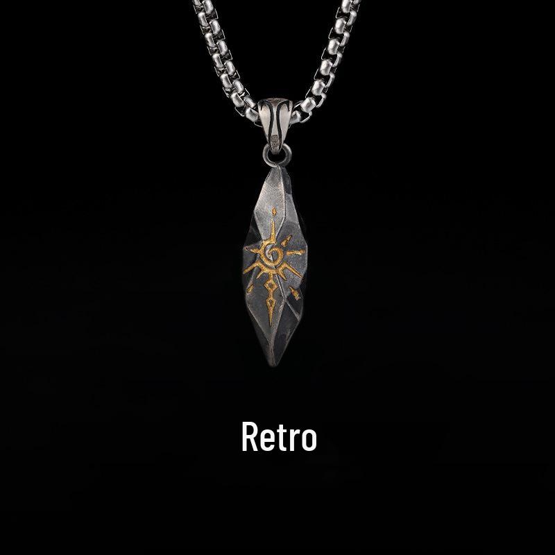 Chiba "Wunschstein" Thai Silber Meteorit Anhänger Halskette - Herren Leichter Luxus Weihnachtsgeschenk.