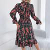 Women's Fashion Party Solid Color V-neck Long Sleeved Slim Fit Sequin Pleated Ribbon Wrapped Hip Dress Evening Dress
