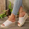 Fashion Hollow Out Mesh Braided Wedge Sandals Women Summer Fashion Thick Sole Espadrille Slippers Woman Comfort Casual Platform Sandals