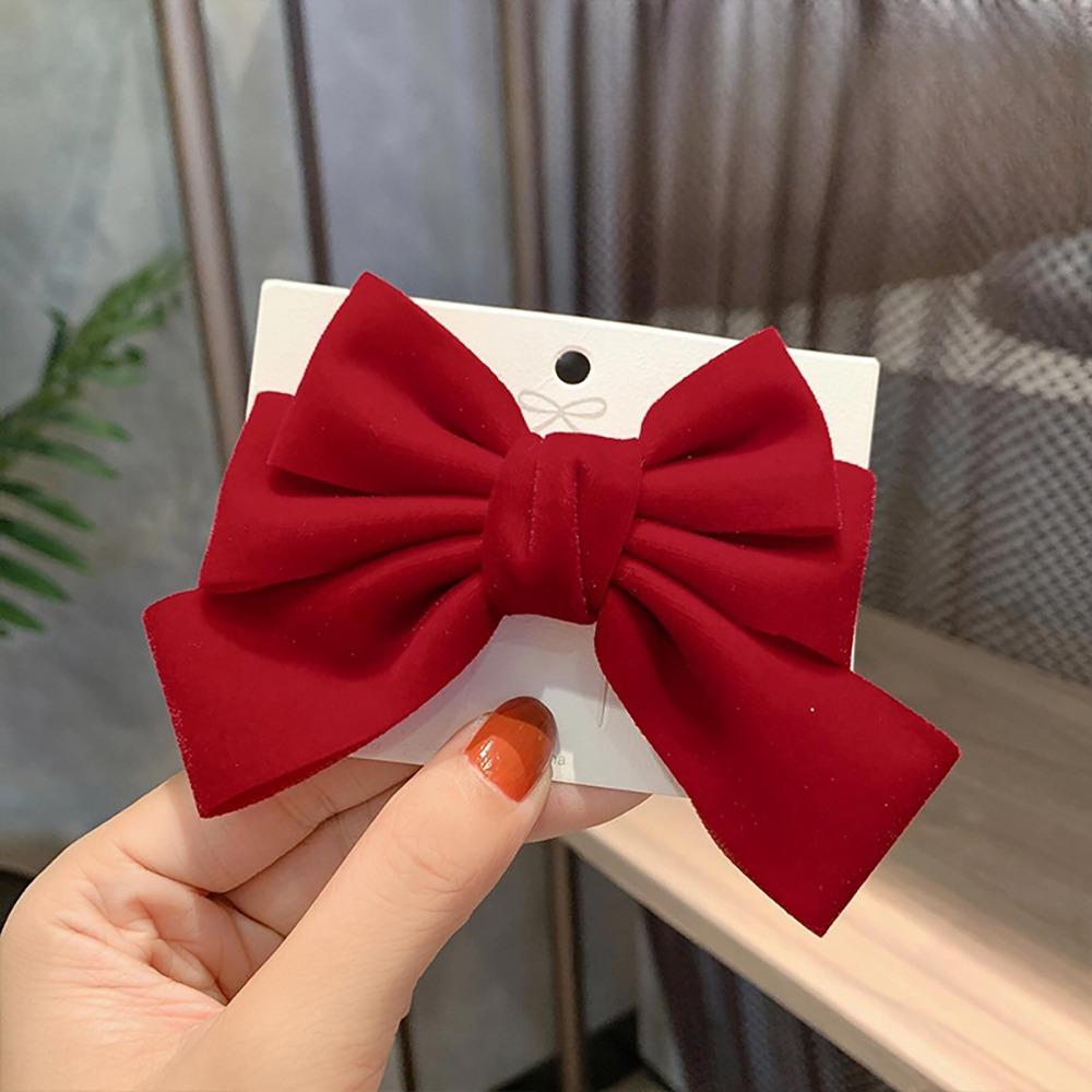 Headwear Red Bow Hair Clips Jewelry Tassels Pearl Barrettes Ribbon Hairpin  Hair Styling Accessory