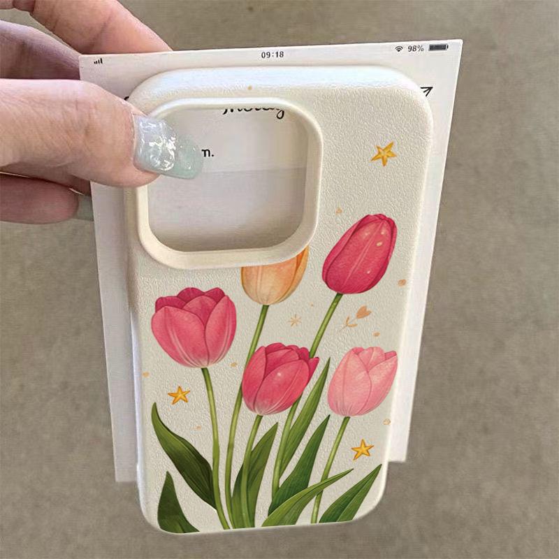 Tulip Flowers And Star Patterns Phone Case For IPhone 17 16 15 14 Pro Max 12 11 13 XS X 16 Plus 16e Shockproof Cover