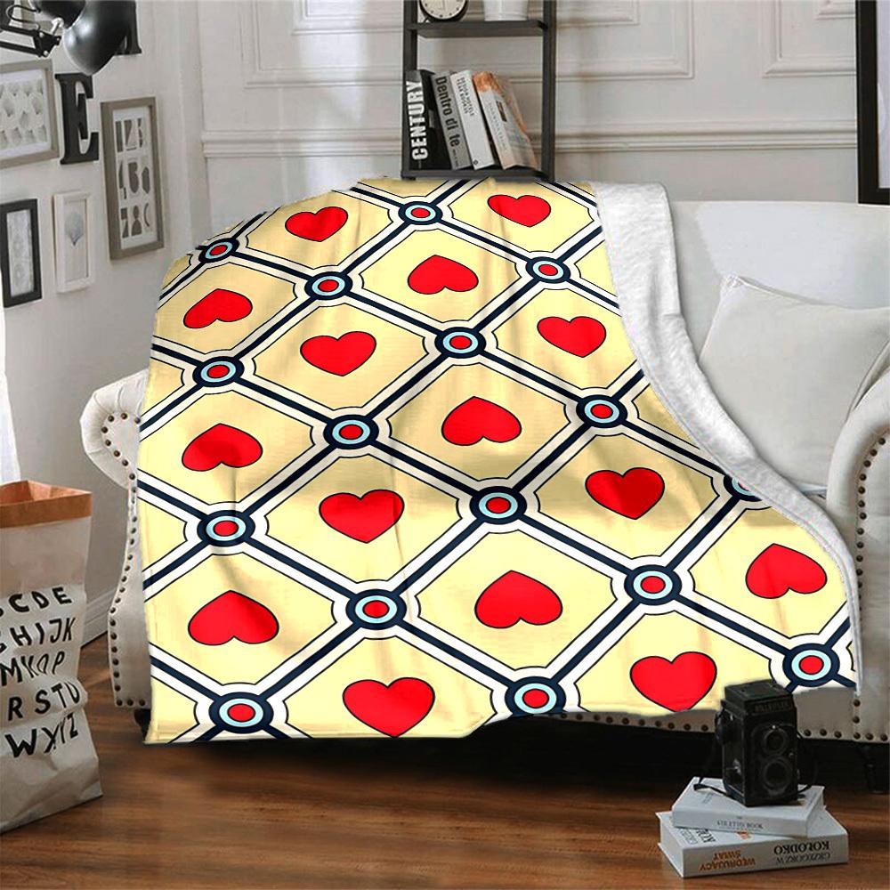 1pc Heart Pattern Blanket Warm, Cozy, And Soft, Suitable for Sofas, Beds, Cars, And Office Use.Perfect for Camping And Travel, Making It a Great Gift