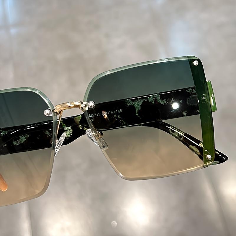 Oversized rimless for women men casual gradient fashion Anti glare shades for vacation beach party