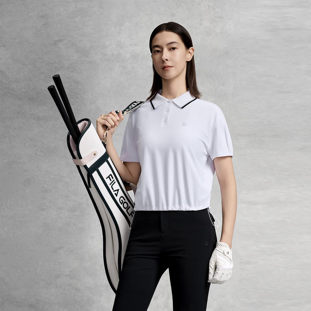 FILA Golf Series Moisture-Wicking Simple Short Sleeve Polo Shirt Women tops A11W625139F-WT