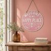 Funny Garden Wooden Sign Vintage This Is My Happy Place Welcome Round Sign Farmhouse Rustic Hanging Wall Decor for Home Bar Patio Man Cave