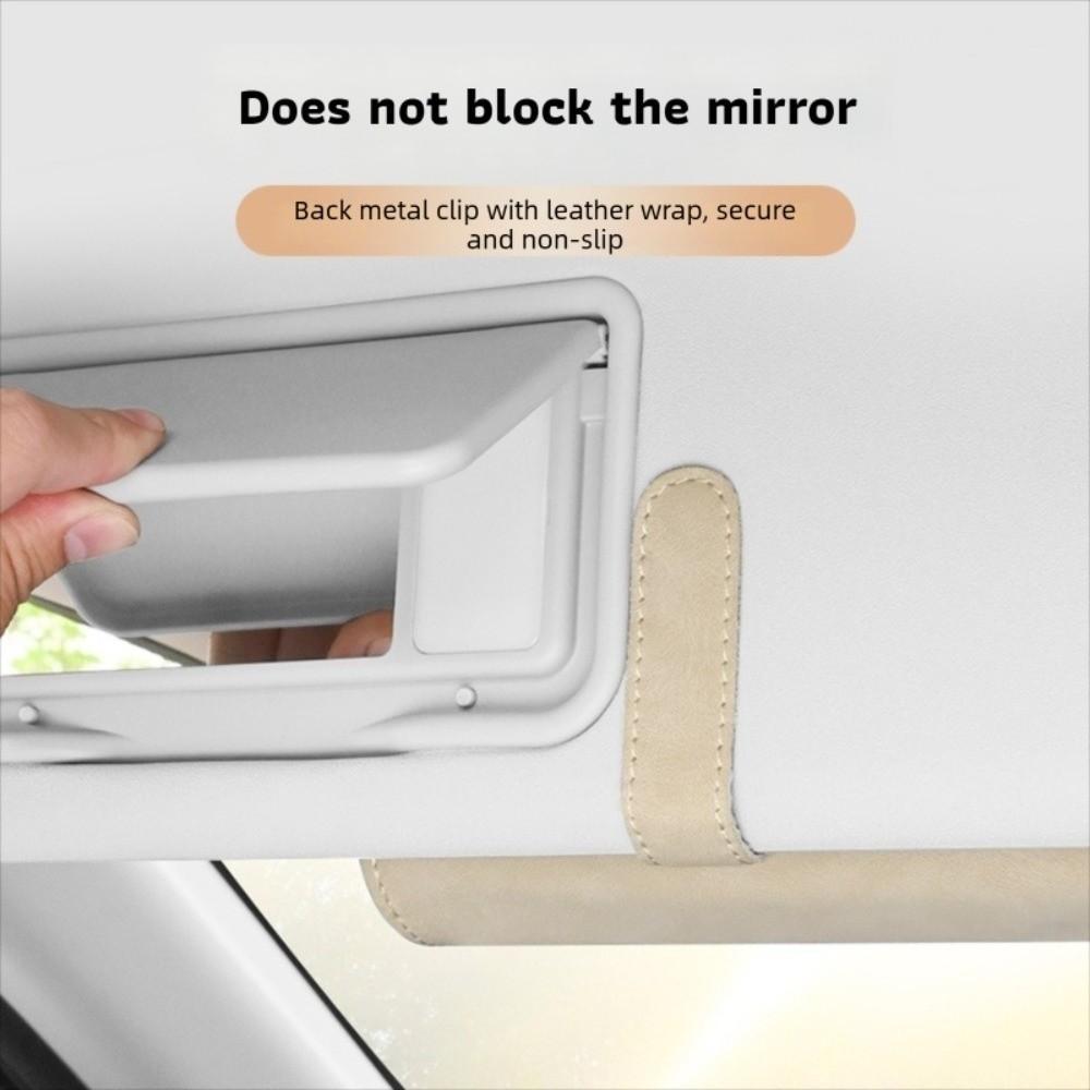 Suede Leather Car Eyeglass Case Non-slip Multi-functional Auto Sun Visor Glasses Holder Automatic Closing Eyewear Clips Car