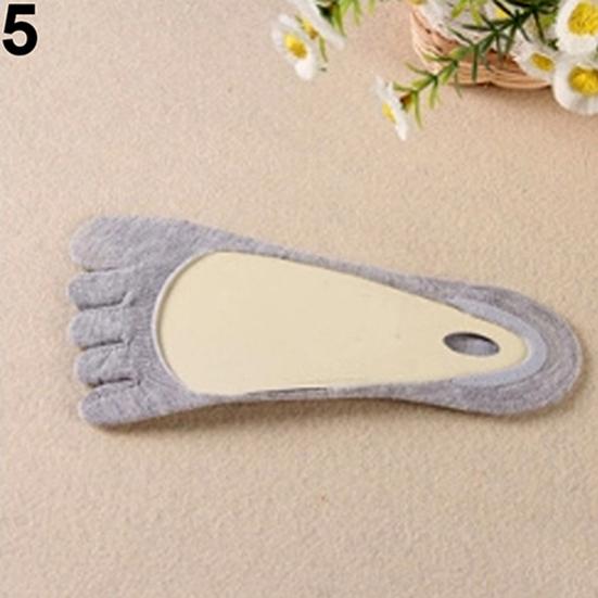 Women Ankle Invisible Non Slip Cotton Silicone Hosiery Five Finger Toe Socks