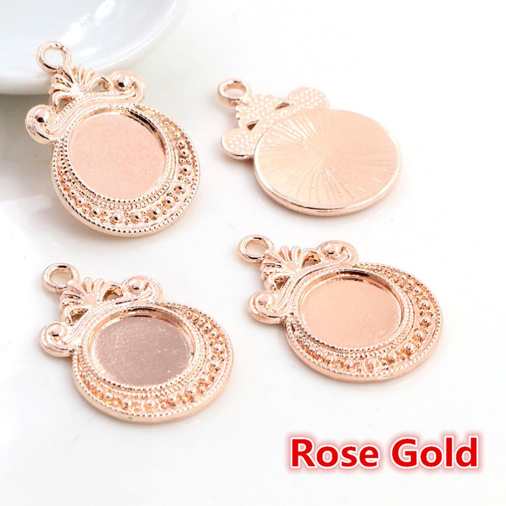 20pcs 12mm Inner Size Antique Bronze Silver Gold Black Plated Fashion Style Cabochon Base Cameo Setting Charms Pendant