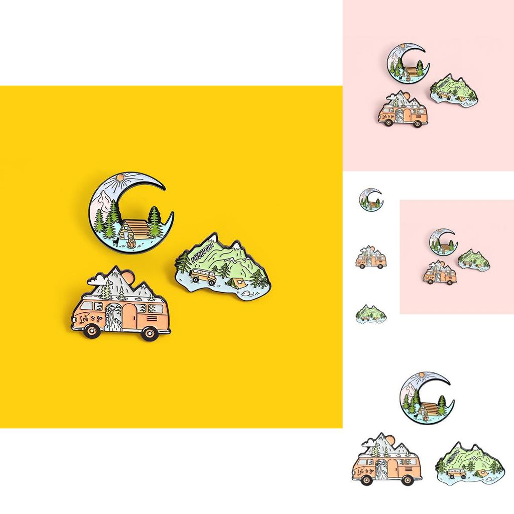 Elegant Mountain Themed Brooch With Colorful Enamel Coating Ideal For Fashion Accessories