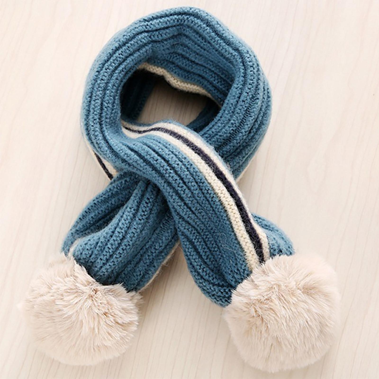 

New Winter Boys Girls Baby Patchwork Scarf Warm Knitted Scarves One Size синий