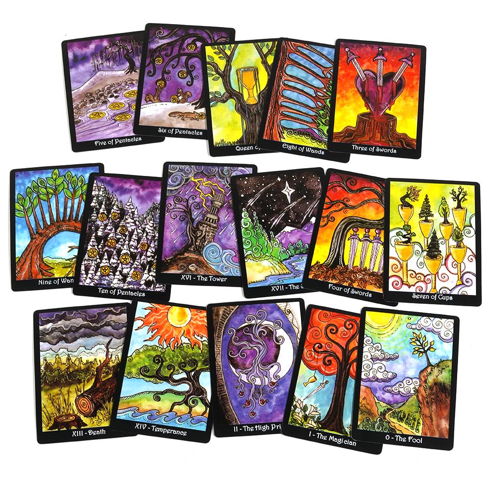 9.5*6.7cm Tarot of Trees 80 Cards Deck Pocket Sized Fortune Telling Game Divination Beginner Tarot Learning