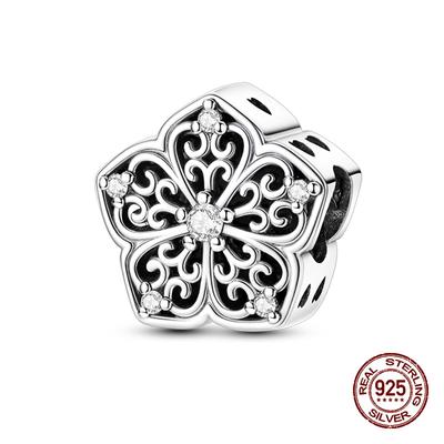 Fit Original Bracelets Bangles Copper Charms Beads Retro Five Petal Flower Charms Fine Diy Jewelry Birthday Gifts