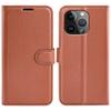 For iPhone 15 Pro Max Wallet Case Litchi Texture Shockproof Leather Flip Stand Phone Cover