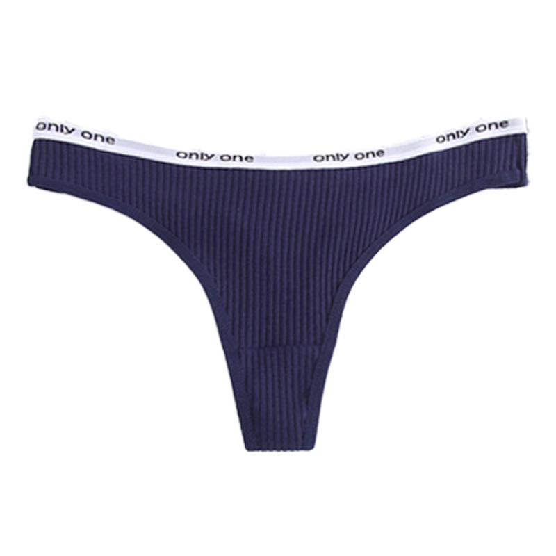 Tanga din bumbac cu nervuri cu talie joasă pentru femei - Distractiv, Sexy, Mărime europeană, Dispoziție seducătoare