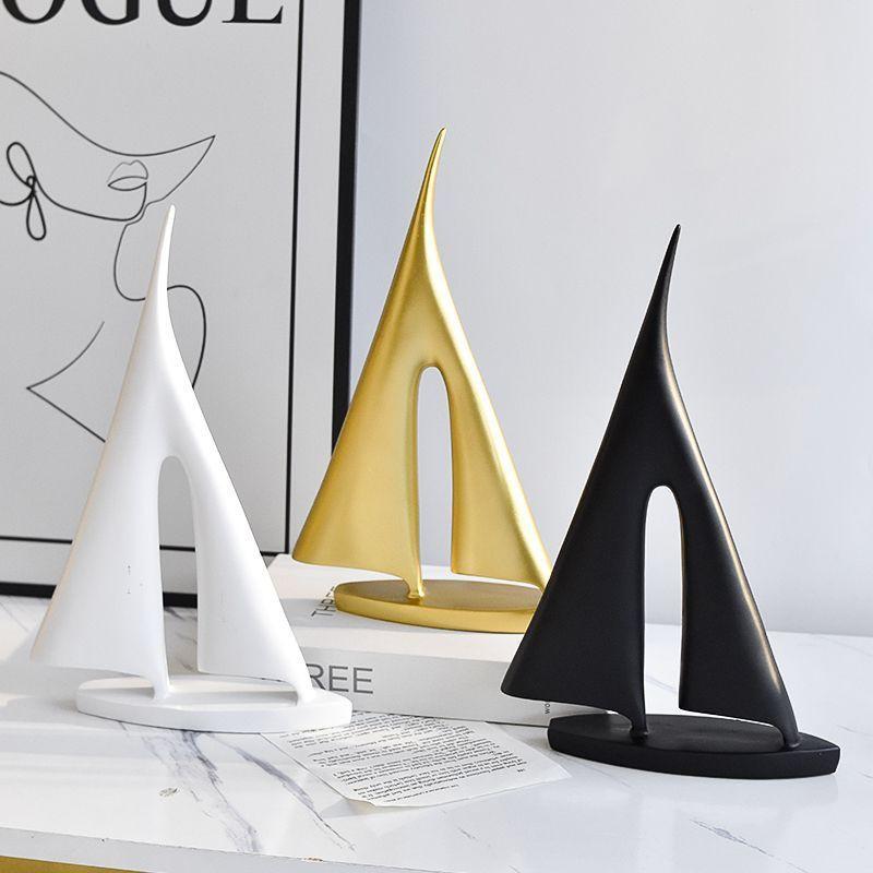 Modern Minimalist Sailboat Resin Sculpture Decor Desk Living Room Bedroom Entryway Home Office