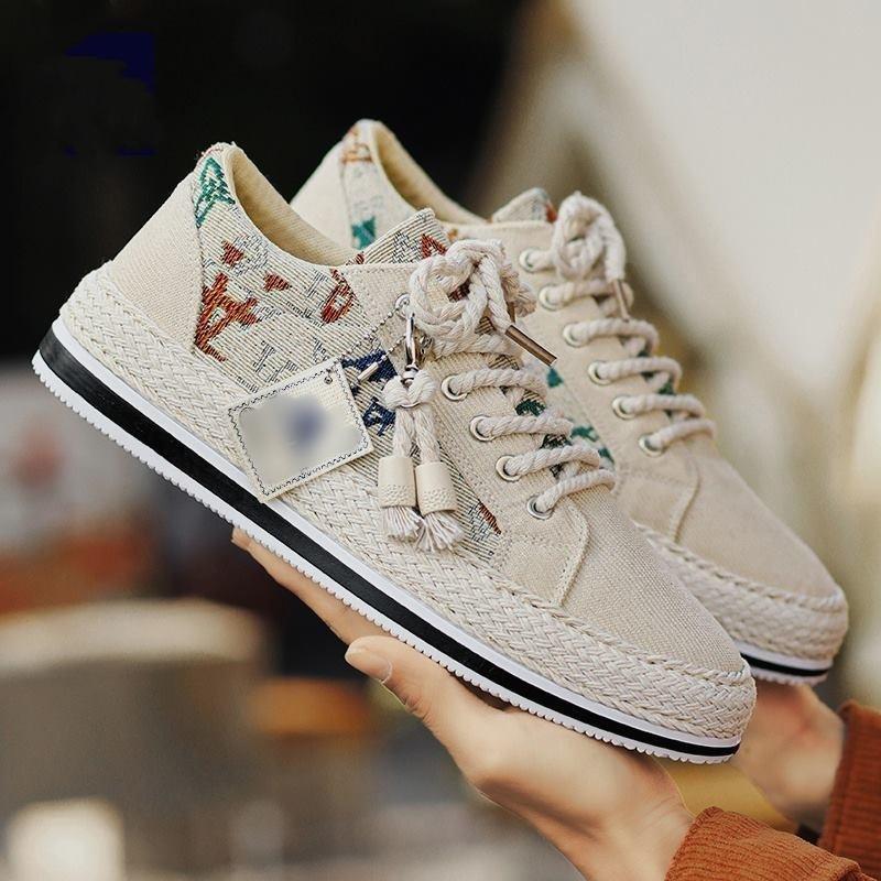 Breathable Trend Corduroy Flat Shoes Men's Casual Lightweight Thin Spring Cloth Shoes Canvas Shoes Men's Shoes